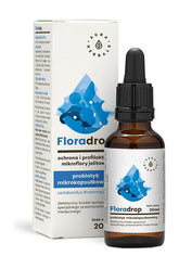 Aura Herbals Floradrop 20 ml bottle with box, featuring Lactobacillus Rhamnosus for gut health support.